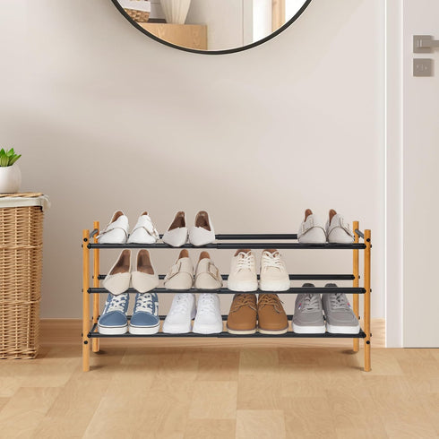 16 Closet, 4 STORAGE MANIAC Expandable Shoe Rack, Pairs Stackable Small Shoe Rack, Metal Adjustable Shoes Organizer