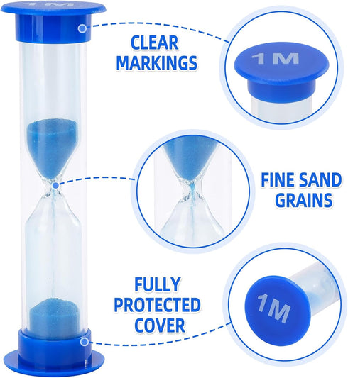I-MART Plastic Sand Timer Sandglass - 30 sec to 10 mins (Pack of 6)