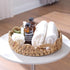12 inch YANGQIHOME Round Serving Tray, Decorative Water Hyacinth Scalloped Basket Tray with Built-in Handles, Round