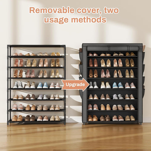7 35-40 8 Closet, VTRIN Shoe Rack with Cover, Tier Shoe Organizer Storage for Pairs Shoes and Boots Large Capacity Tall