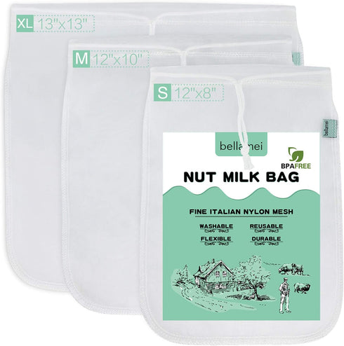 Nut Milk Bag Reusable 3 Pack Food Strainer Nut Bags for Straining