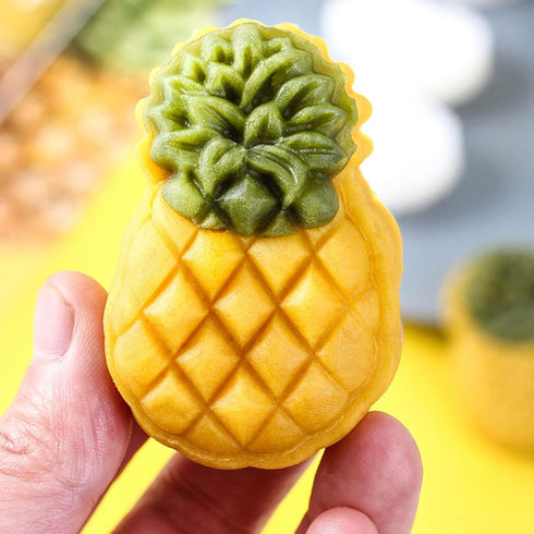 2 Set Pineapple Plastic Mooncake Mold, Hand Press Moon Cake Mould, Pineapple Cookie Cutter Bakeware Tools