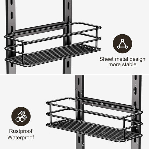 Orimade Adjustable Anti-slip Shower Caddy, Rustproof Hanging Organizer with 2 Hooks for Shower Storage