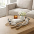 13" Round Decorative Wood Tray with Handles, Whitewashed Farmhouse Coffee Table Decor for Living Room, Entryway