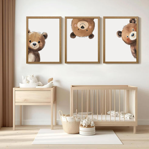 Lwoztra 12x16x3 Inch Bear Nursery Wall Art Decor Kids Canvas Poster Baby Boy Nursery Wall Decor Woodland Animal