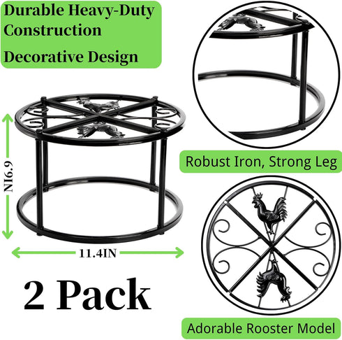 2 Pack Cedilis Chicken Feeder Stand, Heavy Duty Iron Stand for Chicken Coop Poultry Feeder and Waterer Buckets Indoor