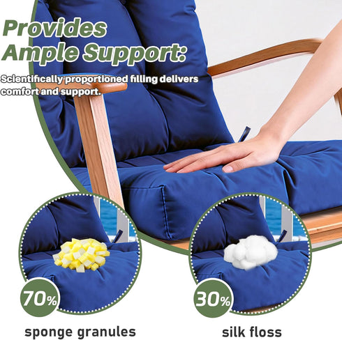 QemoraHome Set Outdoor Rocking Chair Cushion Waterproof Weather Resistant Tufted with Ties, Non-Slip High Back Chair