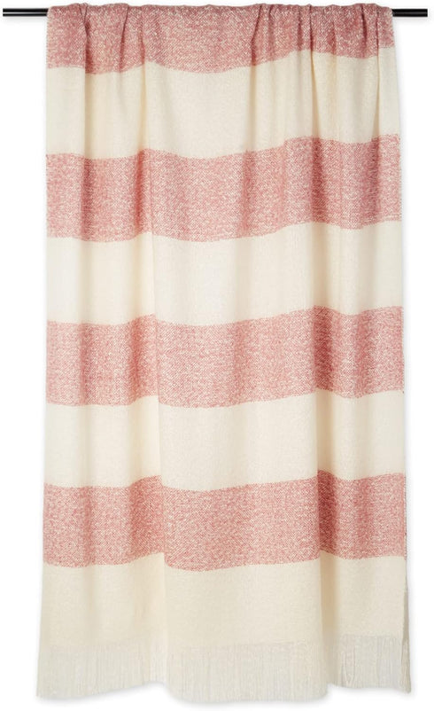DII Coastal Acrylic Rugby Stripe Woven Throw - 50x60, Red