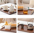 XZHXFX Bamboo Serving Tray with Gold Handles, Food Tray for Breakfast,Coffee Table,Dinner & Bar, Decorative Tray
