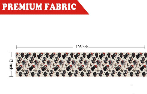 13x108 Inch Gothic Decor Christmas Table Runner Black Cat Skeleton Snowflake Winter Xmas Kitchen Dining Home Room