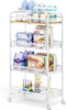 TOOLF 4-Tier Rolling Cart, Metal Utility Cart, Slide Out Storage Cart with