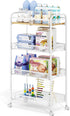 TOOLF 4-Tier Rolling Cart, Metal Utility Cart, Slide Out Storage Cart with