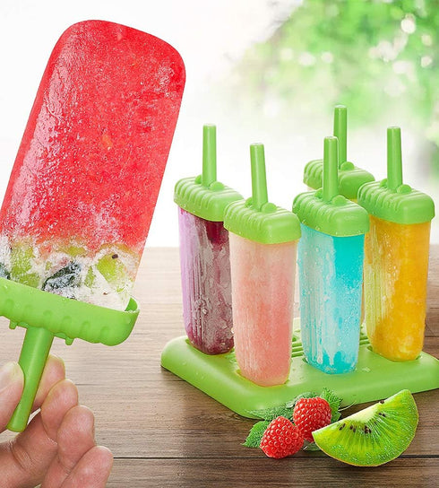 Ozera Popsicle Molds Set of 6 Reusable Ice Pop Molds with Funnel & Cleaning Brush for Homemade Popsicles