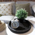 Counter Hrastany Round Wooden Serving Tray with Beads, Circle Vintage Black Wood Coffe Table Tray for Dining Room Table