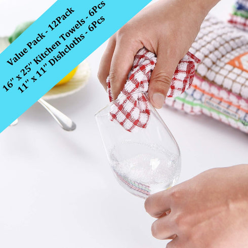 AOTBAT Set, 16 25 12 12, Set Kitchen Towels and Dishcloths x of Bulk Cotton Dish for Washing Dishes Rags Everyday