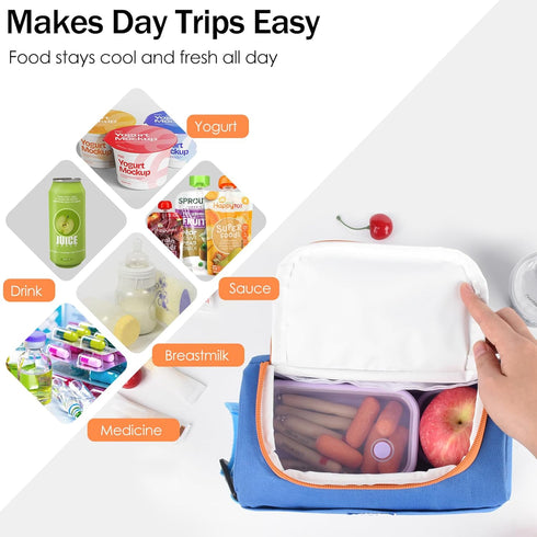 2 Packs Packs,Small Genteen Freezable Snack Bag Built with Ice Cooler Bag Insulated Bag Reusable, Zip Closure