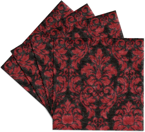 3dRose Victorian Red N Black Damask Ceramic Tile Coasters, Set of 4