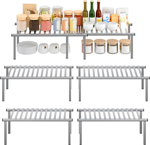 STORAGE MANIAC Set of 4 Expandable Kitchen Cabinet Organizer Shelf Kitchen Counter