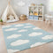 Paco Home Modern Kids Rug with Clouds in Blue Pastel for Nursery,