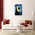 TYOHU Black Cat Canvas Wall Art, Starry Night Oil Painting, 12x16in Framed Colorful Abstract Floral Prints for Gallery