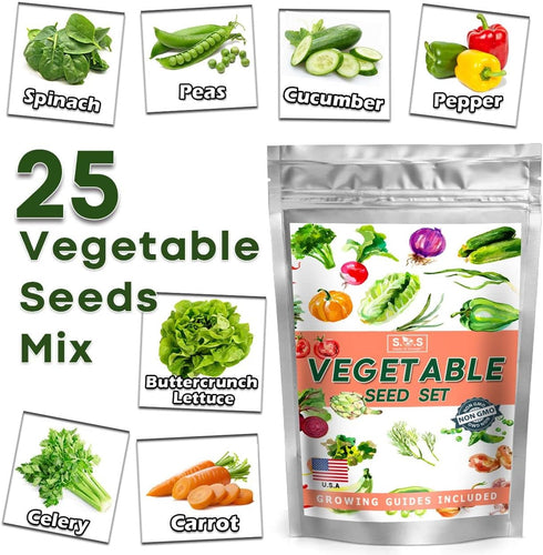 13,500+ 25 Vegetable Fruit Seeds - Grow Your Own Garden Feast - Veggie Fruit Heirloom Varieties- Mega Seed Starter Kit