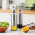 Set, 2-piece Set 10.3 Oz Upra Olive Oil and Vinegar Bottle Container with Rack and Wooden Base, |No-Drip Double