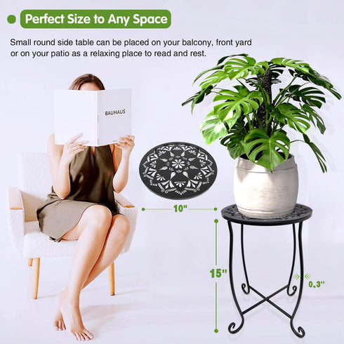 Fashion&cool Side Tables for Small Space, Metal Outdoor Indoor Round Side Table, Small End Table Pool Chair Side Table