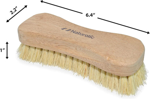 All-Natural Wooden Scrub Brush Set, Eco-Friendly Cleaning Products, Wooden Handle with Tampico and Palmyra Bristles, 2