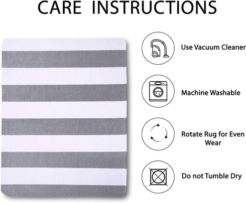 IOHOUZE Grey White Striped Rug 27.5" X 43", Washable Outdoor Front Door Mats for Porch Decor, Entryway