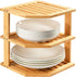 Umilife Plate Organizer for Cabinet, Bamboo Corner Shelf, Dish & Bread Organizer,