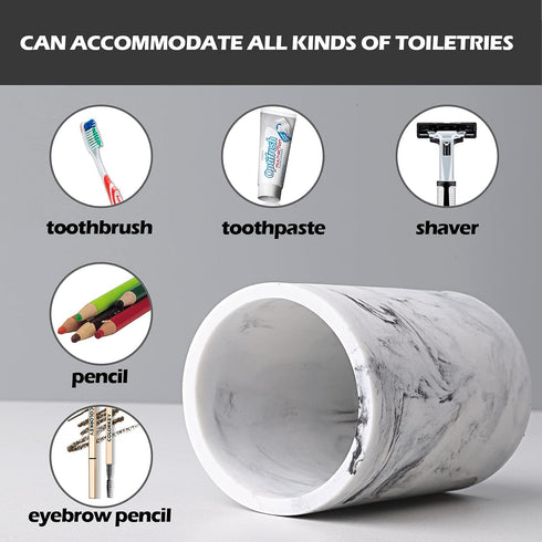 ZCCZ Toothbrush Holder for Bathroom, Marble Look Electric Toothbrush and Toothpaste Organizer, White Design Cup