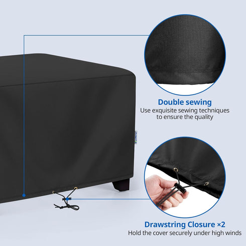 32W 32D 18H, SunPatio Outdoor Ottoman Cover, Waterproof Square Coffee Table Cover, Patio Furniture Side Table Cover