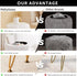 4 Mxfurhawa Faux Fur Storage Ottoman Round Furry Vanity Stool Marble Grain Tray Coffee Table Compact Footrest