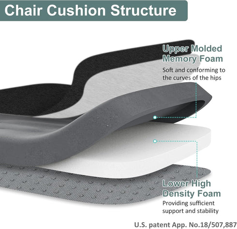 17" 16" 2", Shinnwa Dining Chair Pads, Patented Design Memory Foam Kitchen Chair Cushions with Ties and Washable Cover