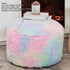 Asuprui Pouf Ottoman, Unstuffed Round Bean Bag Poof Seat, Soft Faux Fur Footrest Stool 20x20x12 Inches, Rainbow Cover