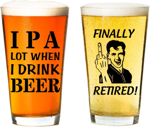 IPA A Lot When I Drink Beer Funny Gift Glasses, Pint Lover Glass Mug, Novelty Beer Stein