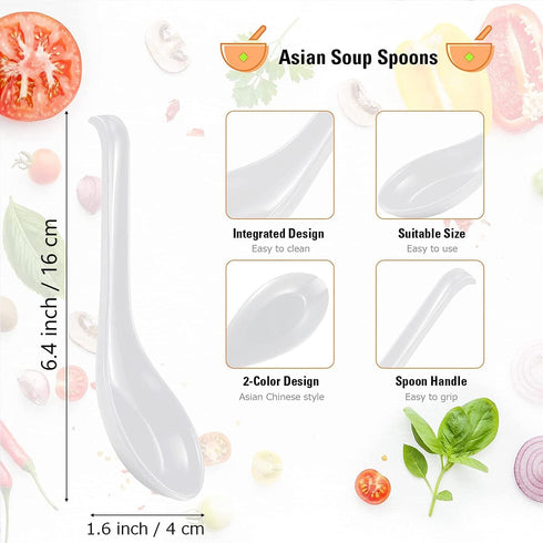 Comicfs Asian Soup Spoons - 12 pieces Large Japanese Soup Spoons for Rice, Pho, Ramen, and Won Ton Soup