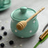 City to Cottage Ceramic Sugar Bowl with Lid - 10oz Sugar Container for Coffee Bar, Handcrafted Turquoise Blue