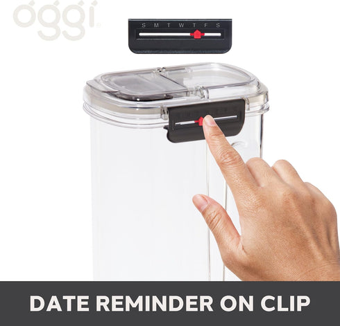 OGGI Easi Grip 57oz Moisture Proof Storage Container, BPA-Free Canister with Flip Open Pouring Lid & Date Reminder