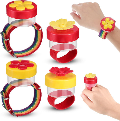 Zopeal 4 Pieces Hummingbird Wrist Feeder - Outdoor Hand Feeder with Adjustable Strap, Mini Hand Feeding Tools