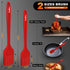Walfos Silicone Basting Pastry Brush Set - Heat Resistant, Strong Steel Core, Perfect for BBQ Grill Baking, 2 Pcs (Red)