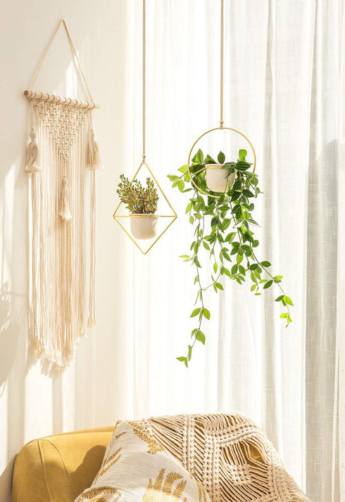 Mkono Macrame Hair Bow Holder, Hanging Clips Hanger Organizer for Baby Girls Room, Ivory (Clips Not Included)