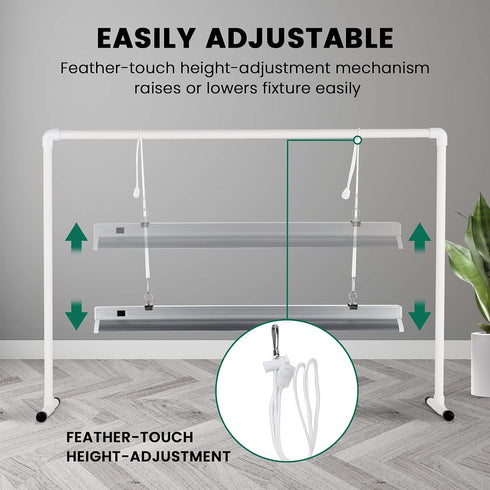 2 iPower Feet LED Grow Light Stand Natural White Full Spectrum for Indoor Plant Starting Seeds and Propagating