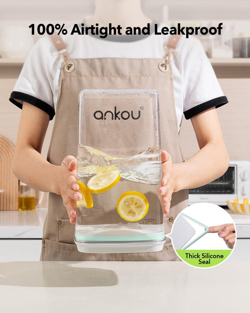 130ml 4L/4.2qt *2 Ankou Airtight Food Storage Container with Pop Lid & Scoop, BPA-Free Cereal, Rice, Flour, Pasta