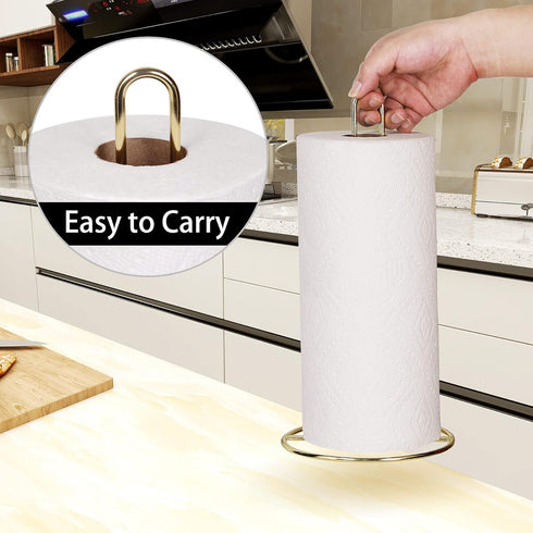 Gold Paper Towel Holder Countertop by OBODING, Kitchen Stand Holder for Organization and Storage, Fits Standard and