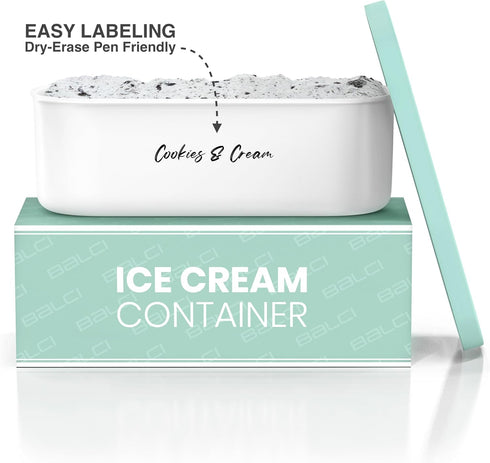 2 Frozen BALCI - Ice Cream Container - Quart - Perfect Reusable Freezer Storage for Homemade Ice Cream Tubs for Sorbet