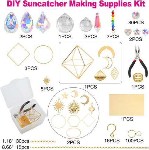 400 DIY Suncatchers, pcs Sun Catchers Making Supplies Kit Art and Crafts for Adults Prism Hanging Decorative Suncatcher