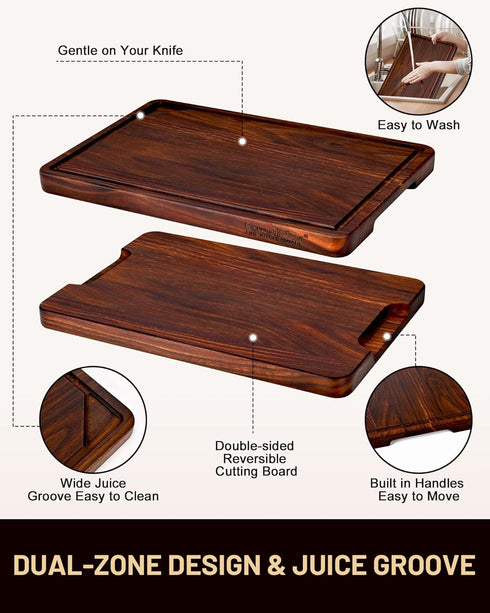 12x8"Butcher Black Walnut Cutting Board-Small block-with Juice Groove.Reversible Walnut cutting boards