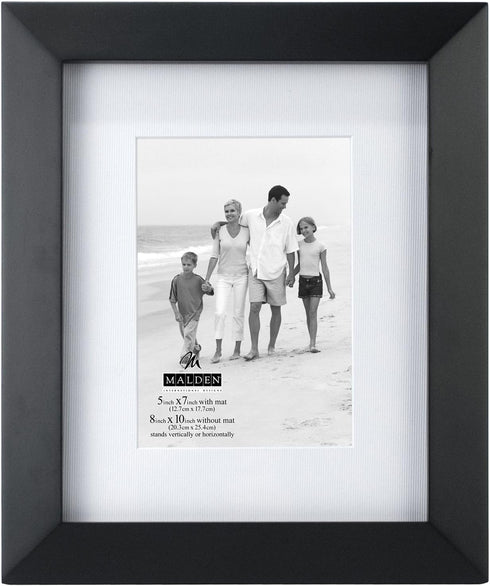 Malden International Designs Berkeley Matted Black Wood Picture Frame, 5x7/8x10
