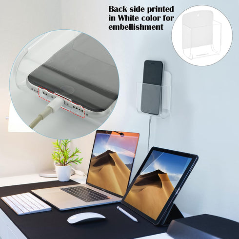 Cosmos Pack of 2 Acrylic Remote Control Holder, Adhesive Wall Mount Phone Organizer for Home Office Storage